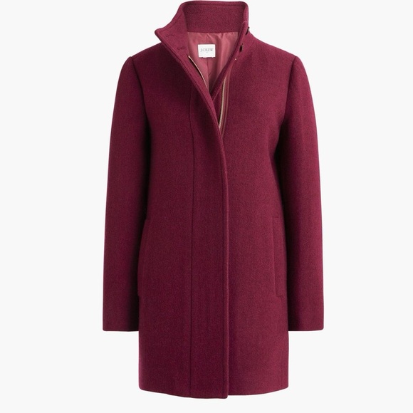 J CREW WOOL CITY COAT BURGUNDY WINE EUC SZ 8 - Picture 1 of 8